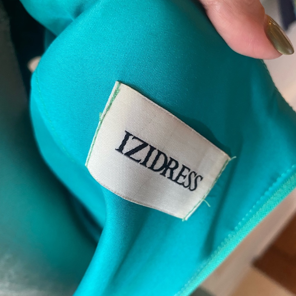 ❌SOLD❌IZIDRESS TURQUOISE MEDIUM 10 TULIP SKIRT SEQUIN EVENING DRESS PROM - Picture 6 of 6